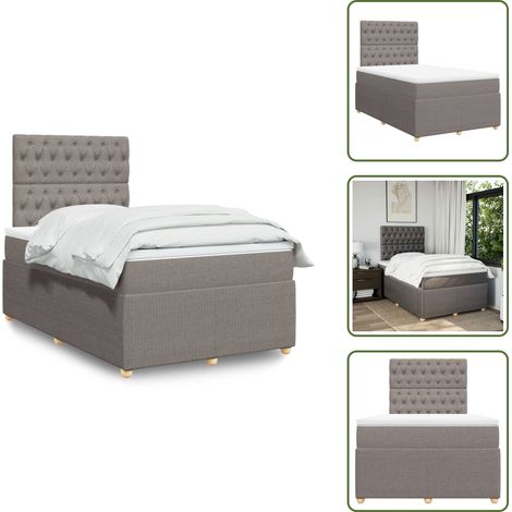 Materasso insacchettato - vidaXL Giroletto a Molle con Materasso Tortora 120x190 cm in Tessuto - Testiera regolabile