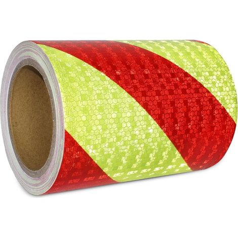 Ruban Reflechissant Adhesif Rouge et Jaune 15cm x 10m Bande Reflechissante Autocollante Imperméable Bande Réfléchissante pour véhicules, voitures, remorques, extérieur (1/3)