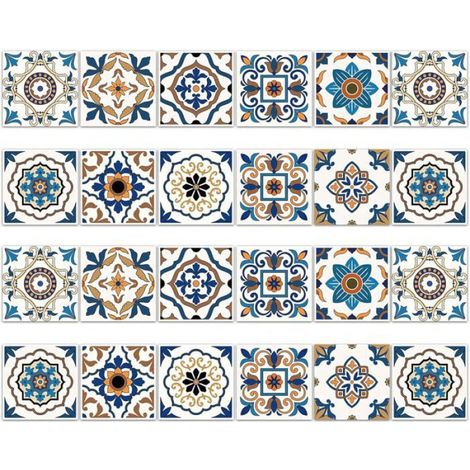 24 Pièces Stickers Carrelage 15x15cm, PVC Carreaux Adhesif Mural Cuisine, Imperméable pour Salle de Bain la Décoration à la Maison (1/5)