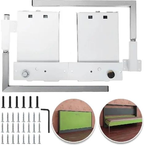 Meccanismo per letto a scomparsa Murphy, in ferro e acciaio inossidabile, dimensioni 9,3 x 7 x 1,3 pollici, compatibile con letti singoli o matrimoniali, design orizzontale, 5 molle resistenti. (1/5)