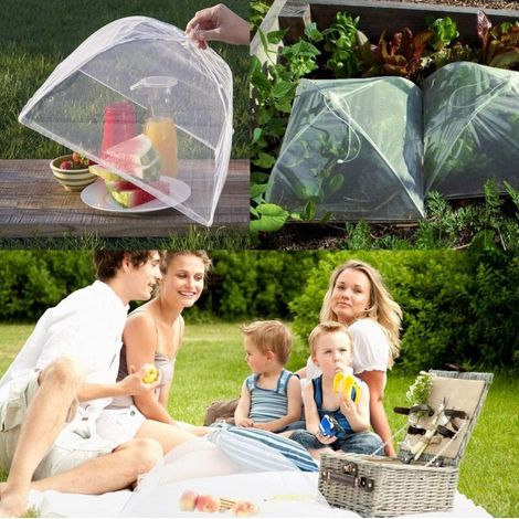 6pcs Cloche Alimentaire Pliable Anti-Mouche Couvercle de Nourriture en Maille Pliant Tente Parapluie Anti-Insectes Anti-moustiques Protection pour Barbecue Pique-Nique Aliments 43x43x30 cm (1/4)