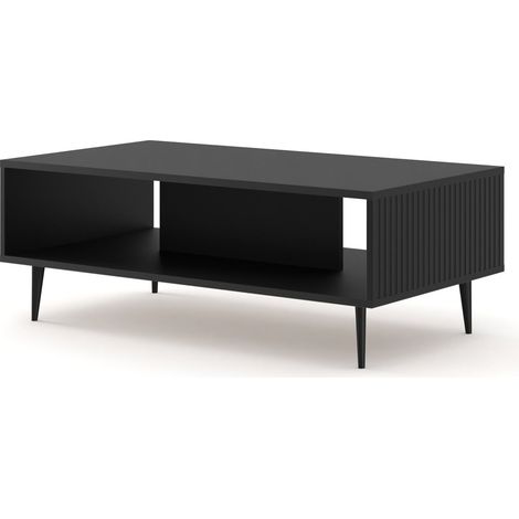 Table basse Ravenna B 90x60 fraisé noir mat + pieds (1/5)