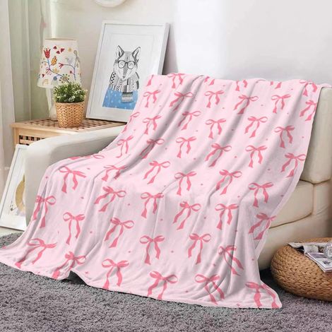 Soft and Comfortable Pink Fleece Blanket, Super Soft Warm Fleece Throw, Soft and Fluffy for Sofa, Bed and Couch (Pink Knot, 70x100cm) (1/5)