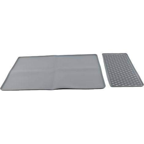 Tapis Machine Café Silicone 2 en 1 Absorbant Antidérapant – Plan Cuisine Comptoir Bar, Gris (1/5)