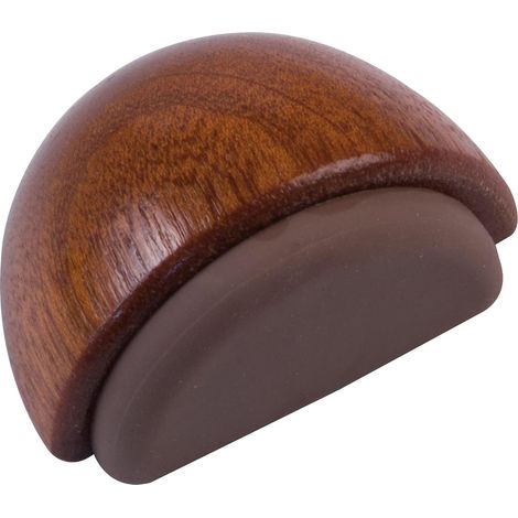 1 - Butée De Sol - Cale Adhésive - Bois Finition Sapelli Et Caoutchouc - Protection Murs Et Meubles Pour Couloirs Et Pièces - Marron Foncé - 4,5x2,5 Cm