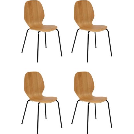 Lot de 4 Chaises en Bois "Ouro" 82cm Naturel (1/5)