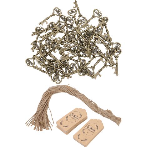 Lot de 50 ouvre-bouteilles rétro, forme clé, magnifique, décapsuleur à vin et bière, avec étiquette, cadeaux de mariage et fête