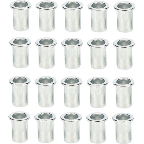 Lot de 20 écrous-rivets en alliage d’aluminium M8×10 mm, tête plate, norme ISO, pour fixation sans outil, résistants à la corrosion
