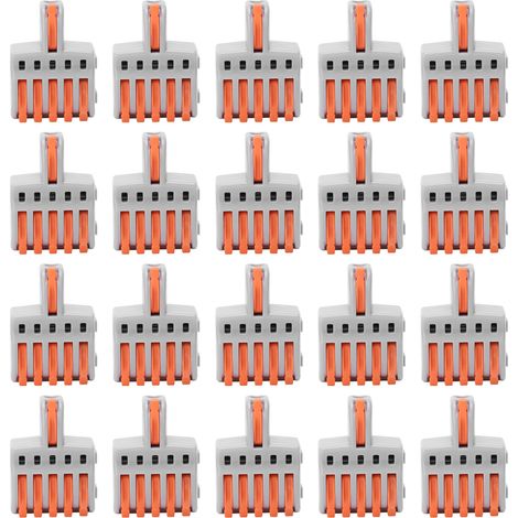 Connettore rapido SPL 1 ingresso 5 uscite, splitter collegabile, terminali in filo di rame e materiale PC (arancione), 20 pezzi