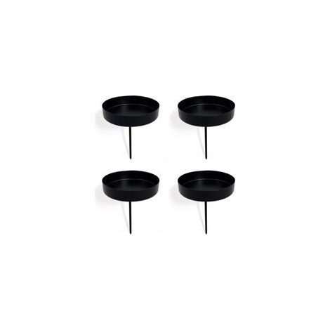 Set di 4 portacandele a forma di corona d'Avvento, 8 cm, neri - Crezuo