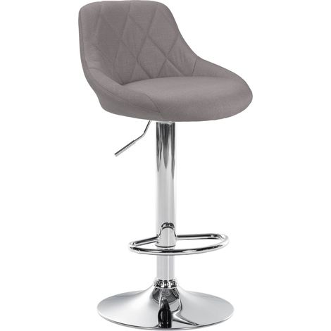 Sgabello da bar girevole x1 regolabile in altezza tessuto grigio con cuciture decorative struttura in metallo cromato 100005834