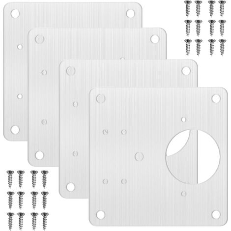 4 Pièces Plaques de Réparation de Charnière Armoire, Réparation de Plaque D'acier Inoxydab de Charnière, Kit De Réparation De Charnière Pour Porte en Placard/Meub (1/5)