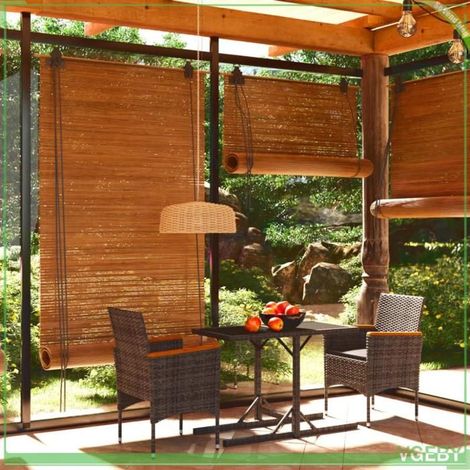 Ensemble à manger de jardin - FAFEICY - 3072474 - Rotin PE résistant - Plateau verre - Accoudoirs acacia (1/5)
