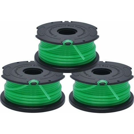Ersatzspulen für Rasentrimmer, automatische Fadenvorschubspule, 3 x 6 m strapazierfähiger Nylonfaden, 2 mm Durchmesser, Fontainebleau, 3er-Pack, Grün (1/4)