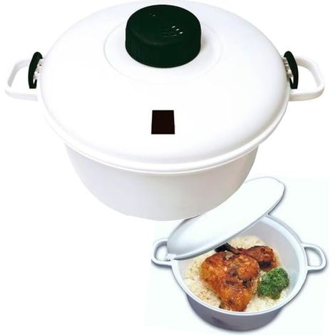 Suinga – Autocuiseur micro-ondes 2,8 L – Cuiseur à riz et vapeur – Couvercle avec soupape réglable – Matériaux légers et résistants