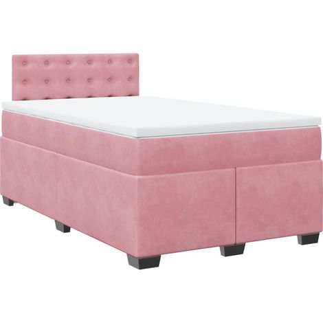 Maison Exclusive - Sommier à lattes de lit avec matelas rose 120x190 cm velours (1/5)