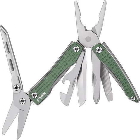 10-in-1 Multifunktionswerkzeug Grün mit Zange, Messer, Schraubendreher, Camping & Outdoor