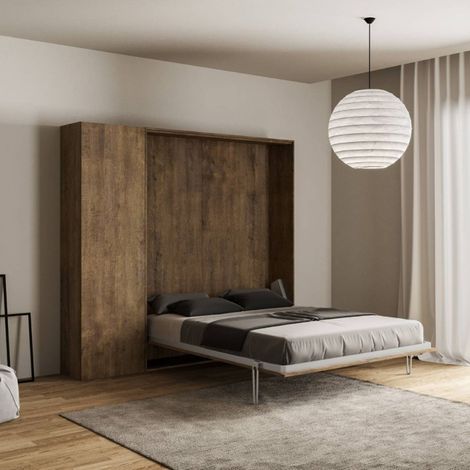 Letto francese a scomparsa 140 cm con colonna Noce KENTARO (1/5)