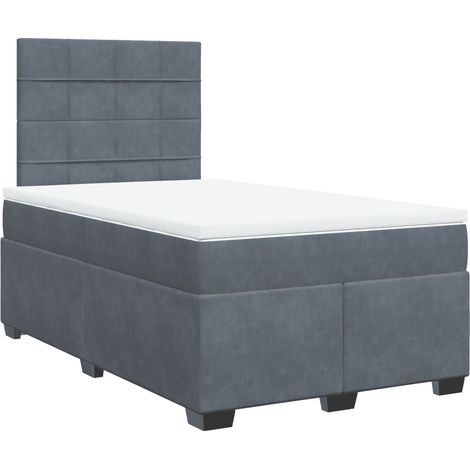 Lit double  Lit adulte  Sommier à lattes de lit et matelas Gris foncé 120x200cm Velours