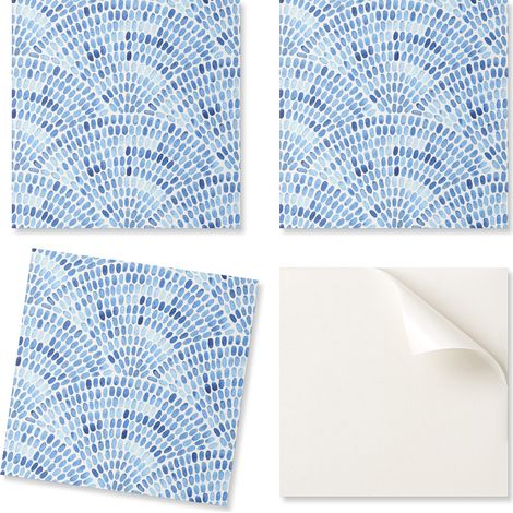 Azulejos decorativos de vinilo para pared con estampado de olas en acuarela, 20x20x20 cm.