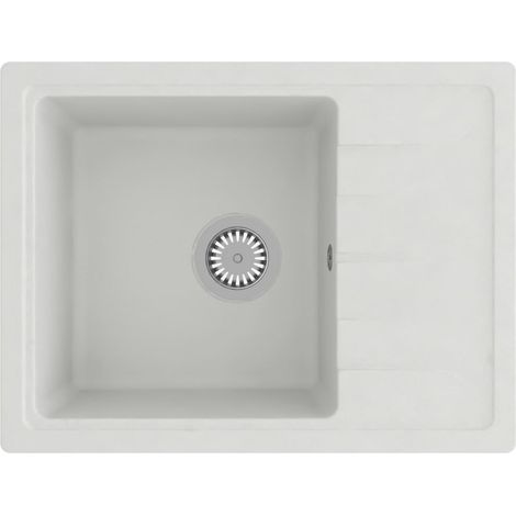 Fregadero de cocina con rebosadero 58 x 44 cm granito blanco 020004359 (1/5)
