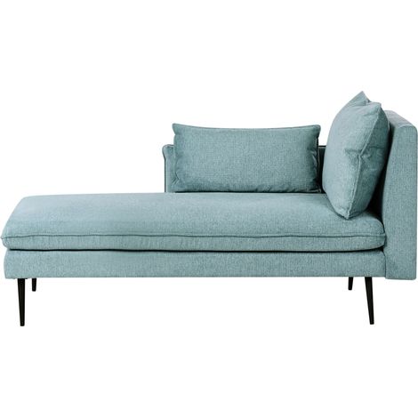 Chaise longue destra con cuscini decorativi in tessuto azzurro Yerres