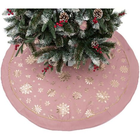Jupe de sapin de Noël ronde, décoration de sapin de Noël adaptée à la décoration de la maison de vacances (120 cm, rose)