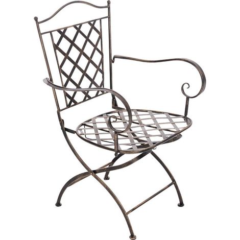 Chaise de jardin en fer forgé bronze vieilli avec accoudoir MDJ10071 (1/4)