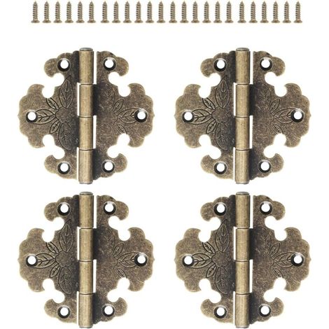 4 Pieces Antique Hinges - Decorative Hinge - Mini Retro Hinge - Door Hinge - Vintage Bronze Hinges, For Decorating Cabinets, Wooden Doors, Bookcases