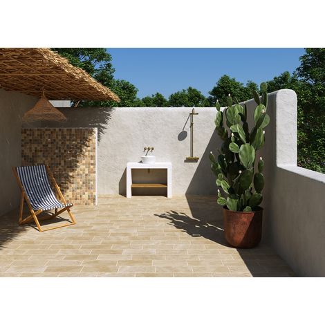 Grès cérame - STONE LAB - Quarzite Beige - Antidérapant - 43,5x21,6x0,85cm (1/2)