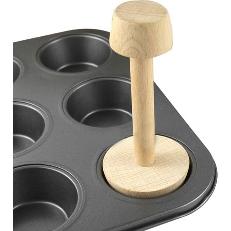 Doppelseitiger Teigstampfer aus Holz für Eier und Kuchen – Teigschieber für Küche, Party, Kuchenform, Quiche, doppelseitiges Backwerkzeug für Eier, Küchenutensilien
