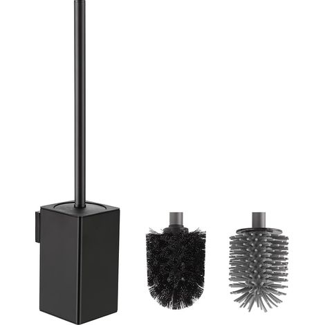 Black Toilet Brush, Wall Mounted Toilet Brush, Silicone Toilet Brush, Square Design (1/5)