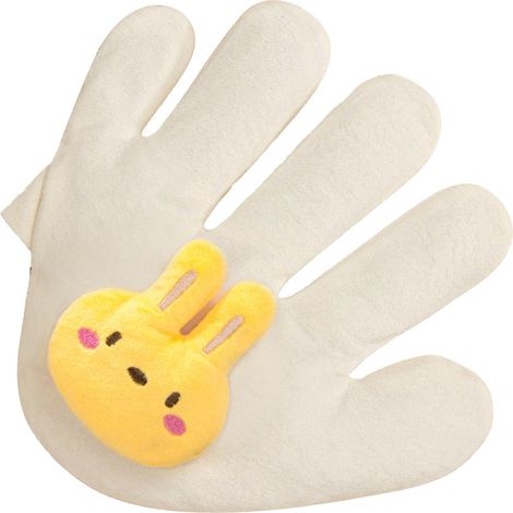 Oreiller apaisant pour bébé en forme de paume, graines de cassia, anti-sursauts, doux et multifonctionnel, motif lapin, paume gauche. (1/5)