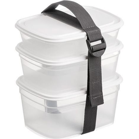 Cajas de comida cuadradas (lote de 3) Blancas + correa Ref.790505