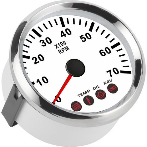 Drehzahlmesser (0–7000 U/min) mit Öldruck-, Temperatur- und Motorausfallalarm für Boote, Motorräder und LKWs, weißes Zifferblatt (1/5)
