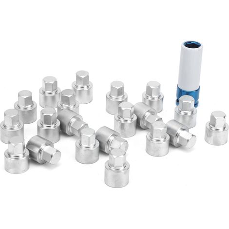 Jeu de 21 clés antivol pour écrous de roue, extracteur de goujons, 20 embouts de verrouillage 17mm, coffret rangement inclus (1/5)