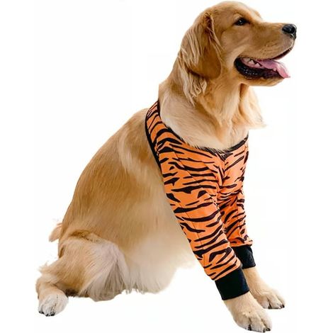 Coudière pour chien souffrant de cors, manchon de récupération articulaire pour prévenir le léchage des plaies, coudière avec coussinet en filet pour chiens moyens et grands Tiger (1/5)
