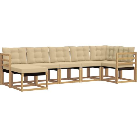 Conjunto de sofás de exterior 7 uds. 7 plaza y Beige vidaXL (1/5)
