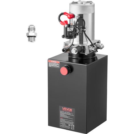 VEVOR 15 Qt Hydraulikaggregat einfachwirkende Kippanhängerpumpe, maximaler Öffnungsdruck 22 MPa und Fördermenge 3,4 L/min, 12 V DC Hydraulikpumpe mit Metallbehälter für Kippanhänger Schwarz (1/5)