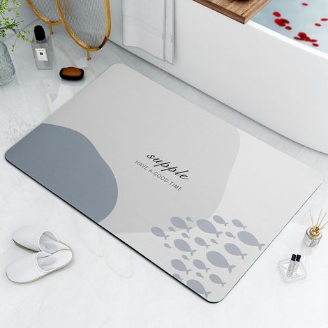 LAN Silencieux 4060cm (terre de diatomées) Tapis de sol en terre de diatomées, tapis antidérapant pour salle de bain, tapis absorbant pour porte de salle de bain (1/4)