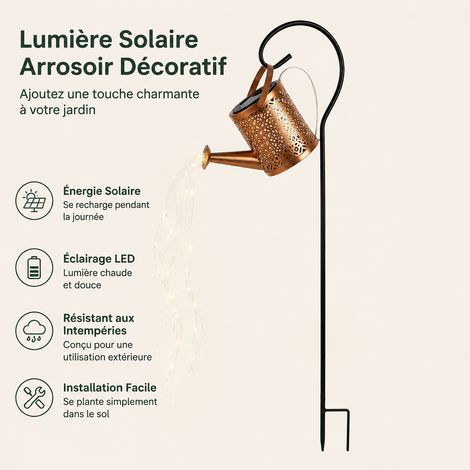 Arrosoir Solaire LED Motif Croix Fer Forgé avec Crochet de Berger Blanc Chaud blanc chaud réf 1667 23 × 11 × 16 cm 500 g – Livraison gratuite