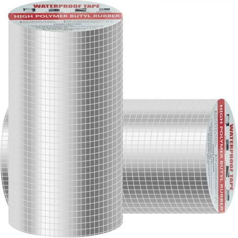 Pack of 2 Butyl Waterproof Tape 200mm x 5m, Adhesive Waterproof Tape, Butyl Adhesive Tape, Leak Repair for Roof Repair (1/5)