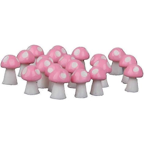 20x Décoration miniature de champignons pour maison de poupée, bonsaï et jardin féerique-Pink