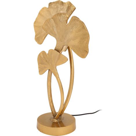Lampada da tavolo Cosima in alluminio dorato a forma di Ginkgo (1/4)