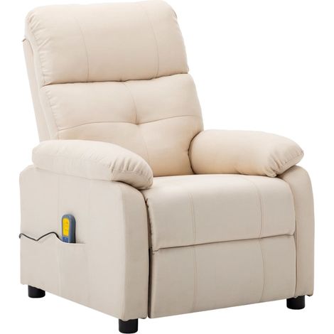 Elektrischer Massagesessel Creme Stoff vidaXL (1/4)