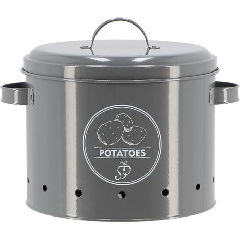 Boite de conservation pour pomme de terre en acier - Gris - D 27,5 x H 21 cm - Livraison gratuite (1/3)