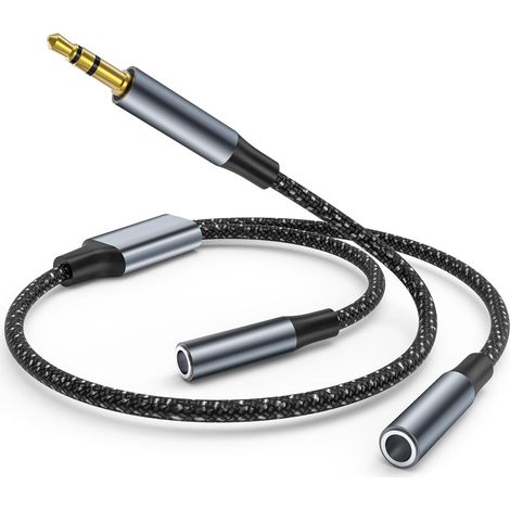 Adaptateur Jack Splitter Audio Jack 3.5mm, Adaptateur 3.5mm Mâle vers Double Jack Casque Écouteur Câble Audio Splitter Cable Auxiliaire Compatible avec Téléphone,Tablette,Écouteurs,Enceinte,PC,MP3,etc (1/5)