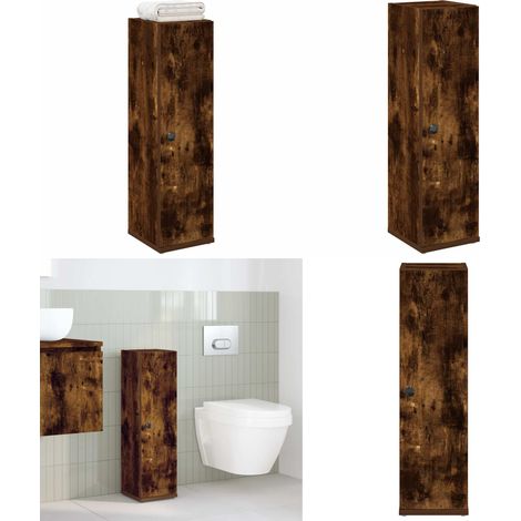Mobile da Bagno con Portarotolo Rovere Fumo 20,5x22x72 cm - Armadietto da bagno - Armadietto con portarotolo