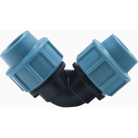 Jardibric – Raccord coudé 90° en polypropylène – Pression 16 bars – Pour installations plomberie – Raccord PE noir/bleu