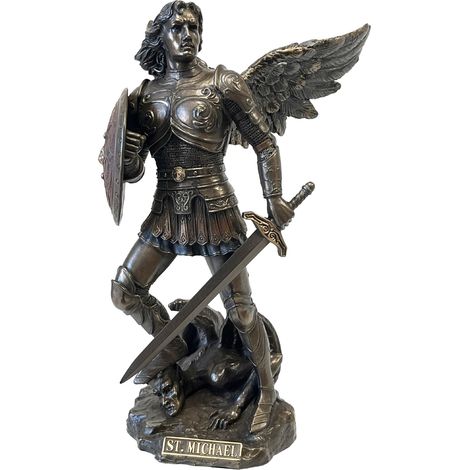 Statuette Saint Michel de couleur bronze